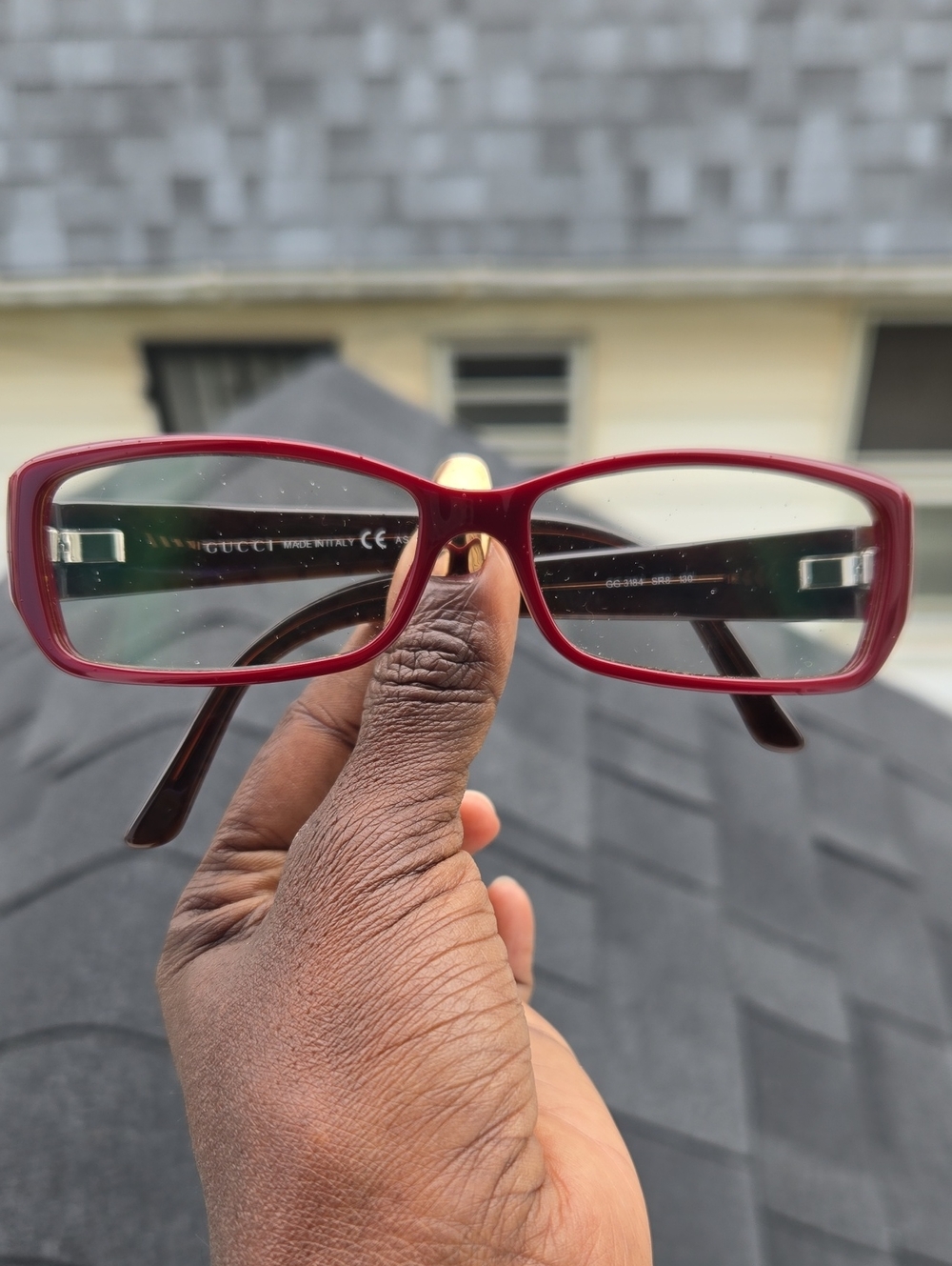 Gucci Women's Rectangular Burgundy Eyeglass Frames